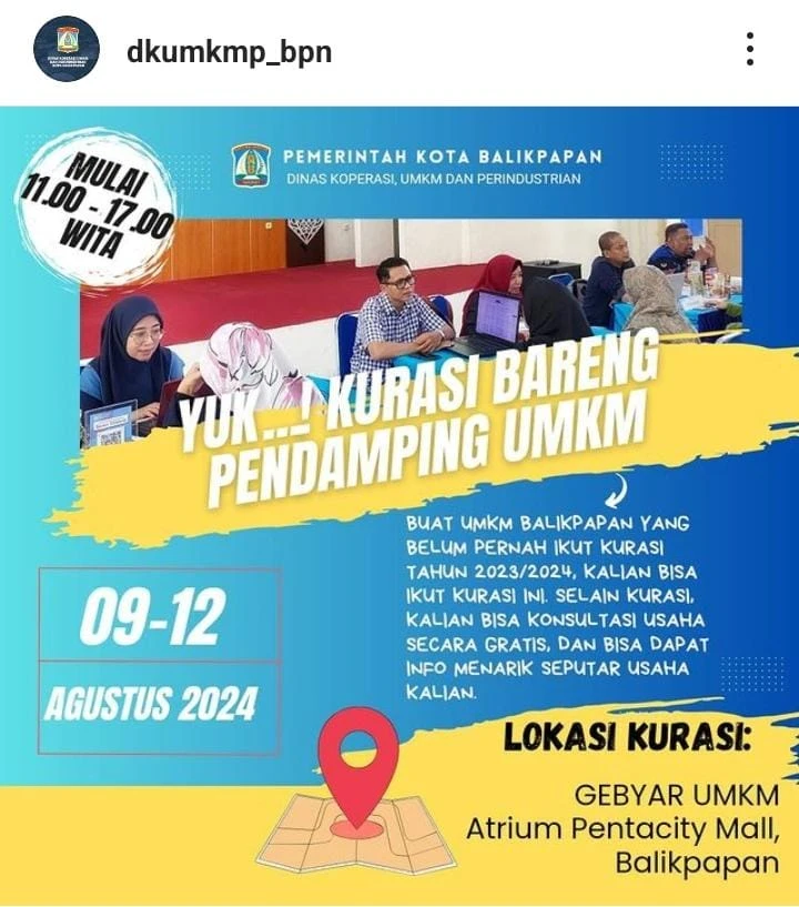 KURASI UMKM dari Dinas Koperasi, UMKM dan Perindustrian Kota Balikpapan